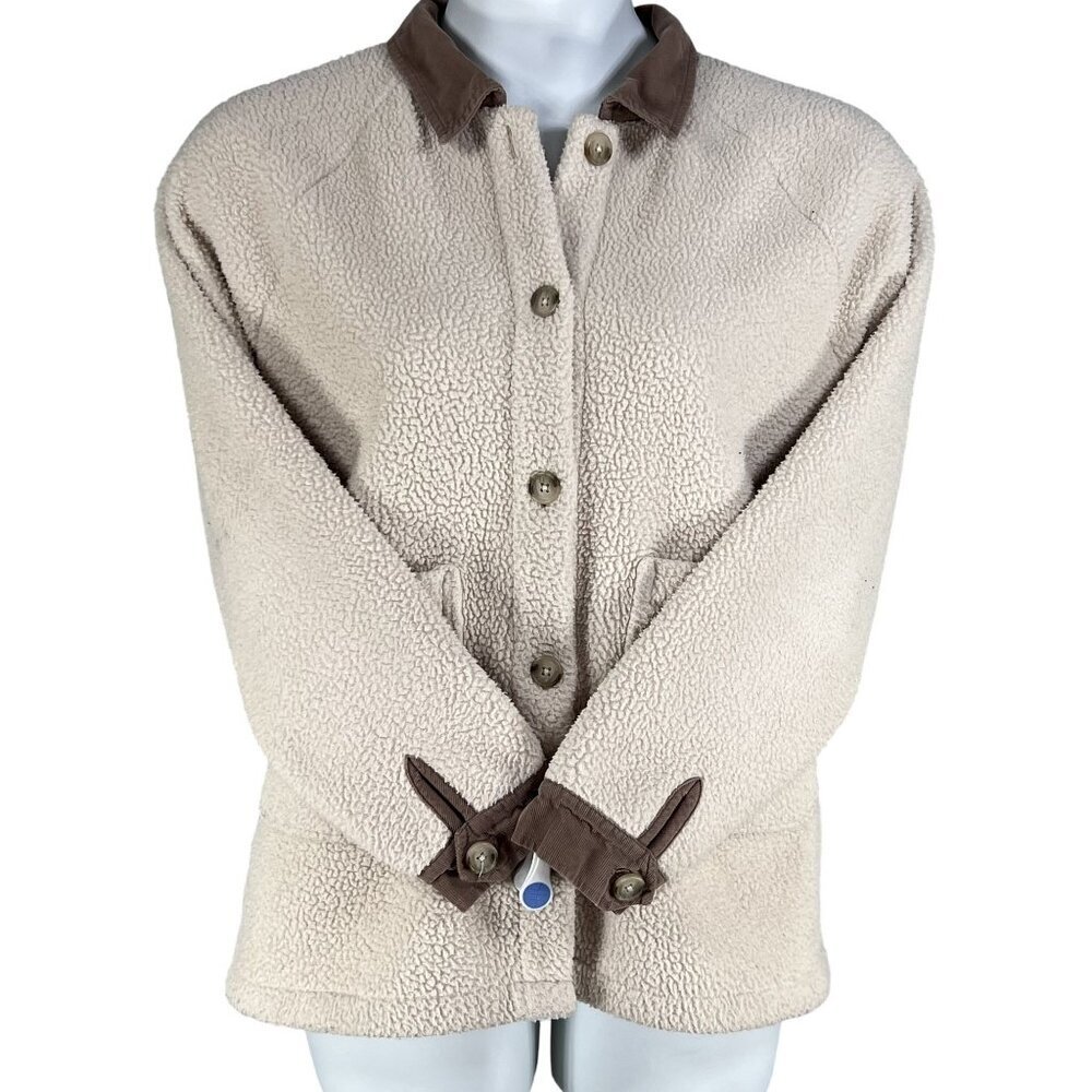 Madewell Womens L Corduroy Trimmed (Re)sourced Sherpa Terry Chore Coat Cozy - Picture 5 of 16
